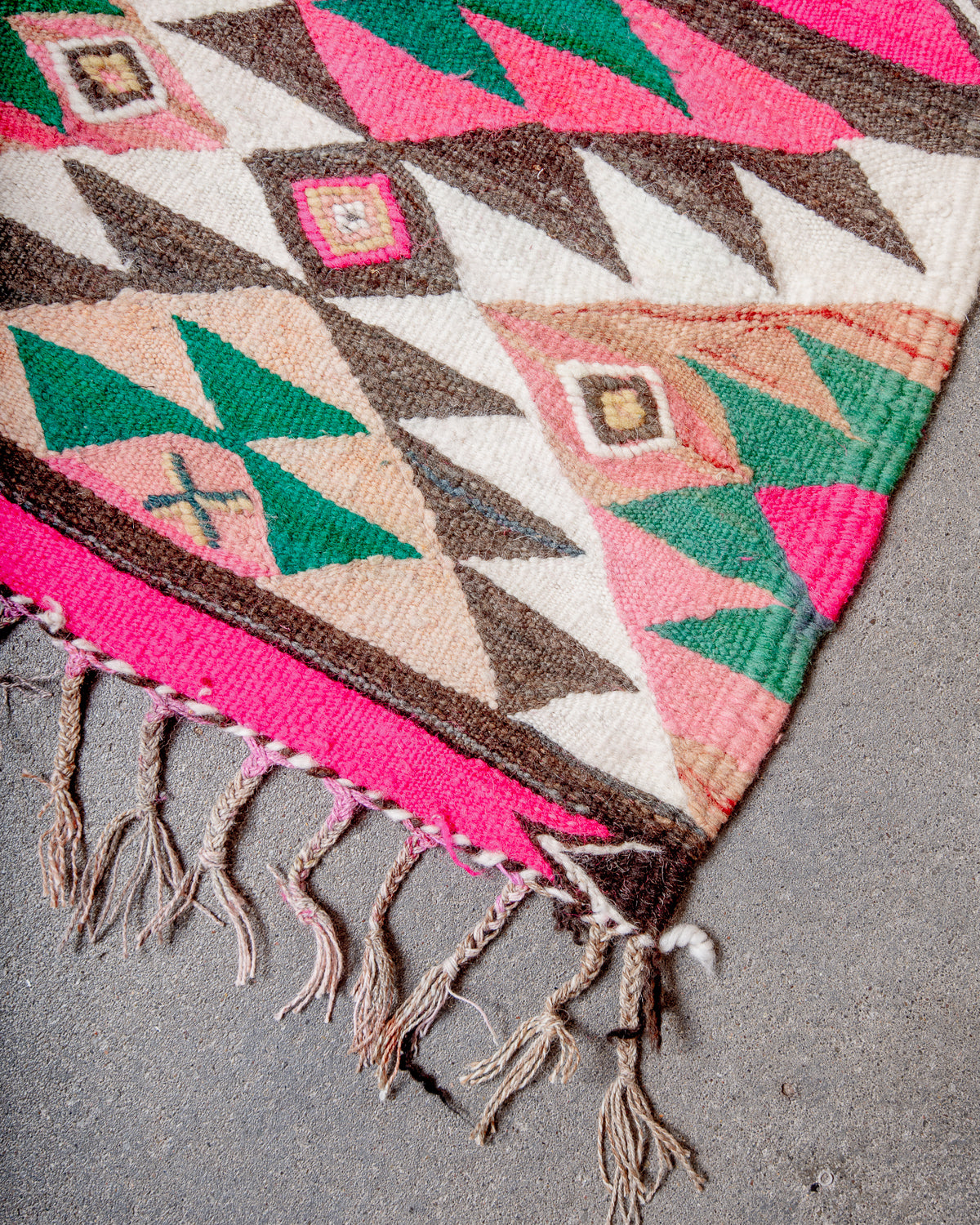 Modern, designer, handcrafted Berber rug from Morocco. Vintage Kelim carpet with beautiful designs and robust flat weave out of wool.